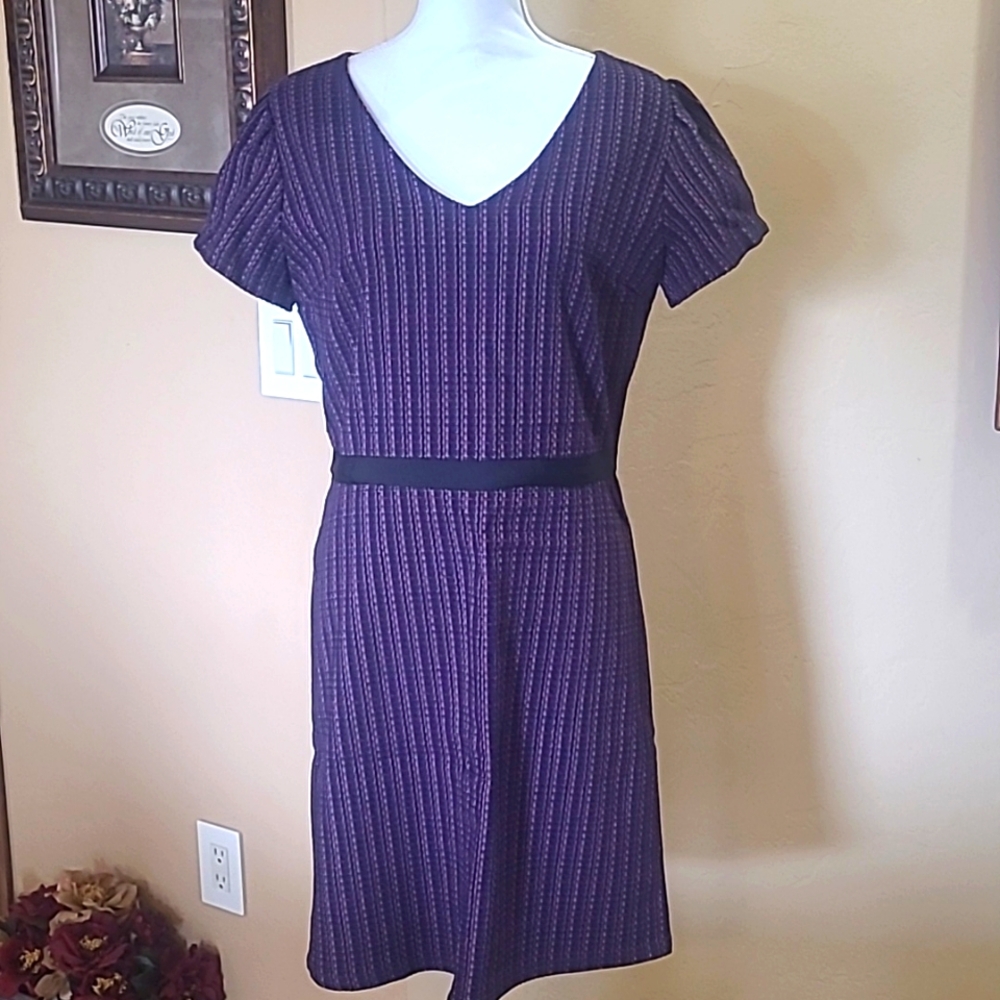 NWT Loft Tweed Dress size 8 Tall Blue Purple Ribbon Business Interview